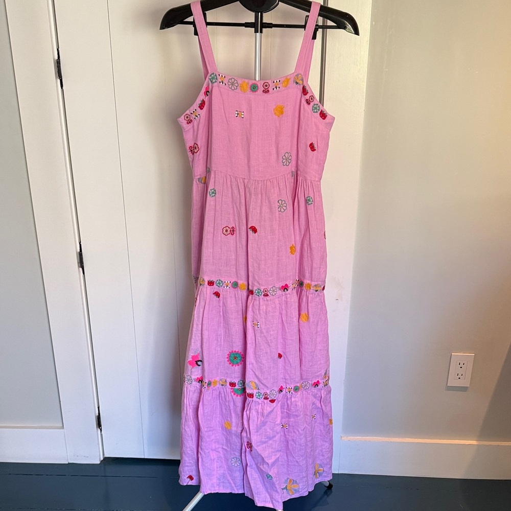 Nimo With Love Pink Embroidered Maxi Dress Size M